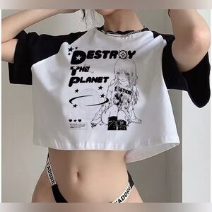 Sexy Streetwear Anime Japan Crop Top Manga Japanese NEW Size M Graphic Tee Cute